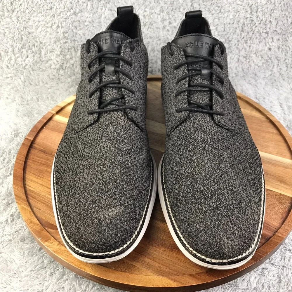 Cole Haan Original Grand Stitchlite Oxford Mens 13M Gray Knit Derby Dress Shoes